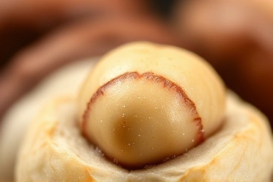 Brazil nut symbolizing rich selenium source and antioxidant power.