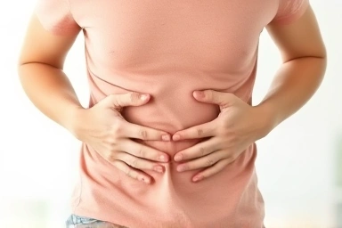Person feeling relief from vitamin B stomach discomfort