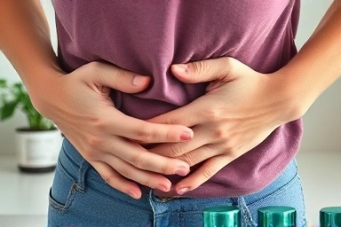 Person experiencing discomfort from a supplement.