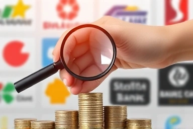 Magnifying glass over coins, finding hidden financial opportunities.