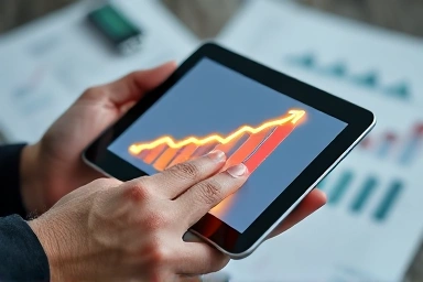 Financial growth graph on digital tablet