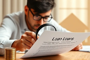 Financial planning with loan documents and coins