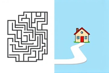 Maze to clear path symbolizing loan transfer solution