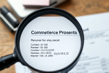 Magnifying glass over financial documents for commercial loans