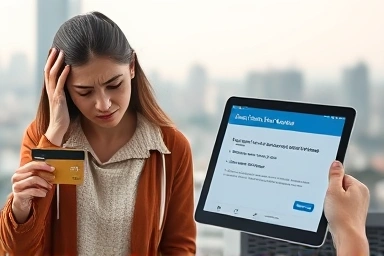 Person finding solution for lost credit card.