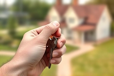 Keys to a rural property with subtle financial graph integration.