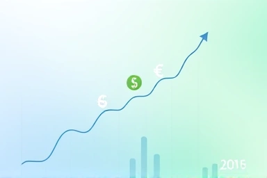 Financial growth chart with currency symbols