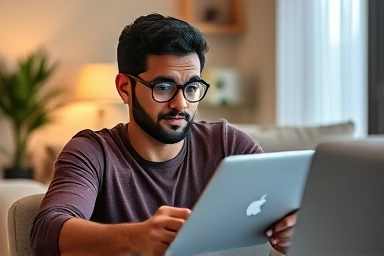 Freelancer confidently applying for credit card with asset proof.