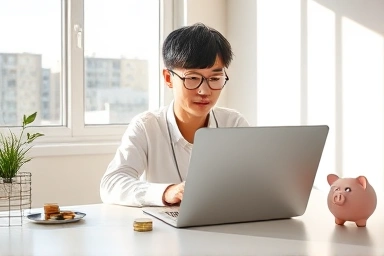 Determined person saving money for financial goal.