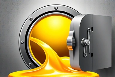 Metaphor of a vault opening to reveal liquid gold, symbolizing deposit liquidity.