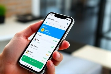 Smartphone banking app loan application screen close-up.
