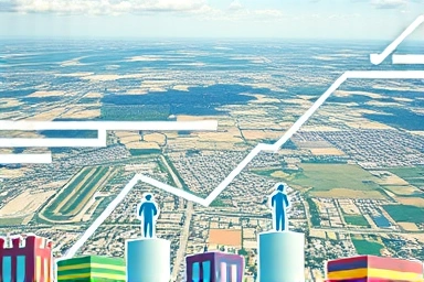 Financial growth visualized over land development