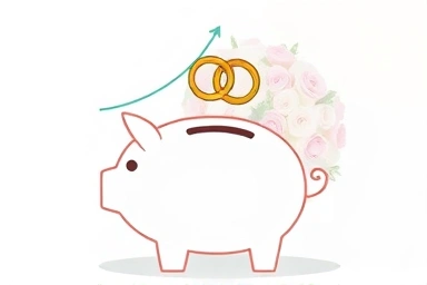 Symbolic representation of saving and growing money for a wedding.