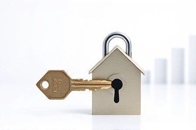 Key unlocking padlock, symbolizing mortgage refinance cost removal.