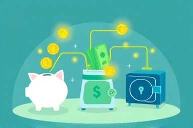 Abstract visualization of money management and savings.