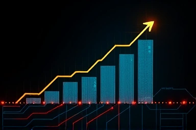 Symbolic stock growth and technology abstract background.