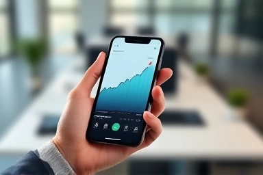 Financial chart on smartphone, symbolizing investment growth.