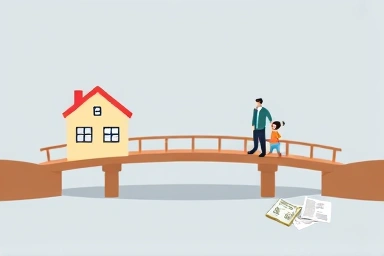 Financial bridge between parent and child, symbolizing secure loan.