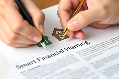 Signing a financial document for family home loan and growth.