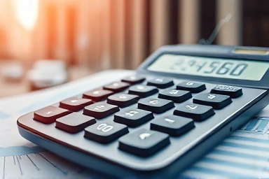 Calculator and financial charts symbolizing investment returns.