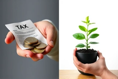 Symbolic image of wealth growth versus tax burden.