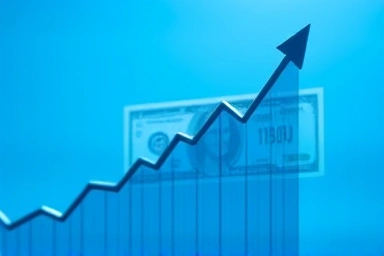Financial graph showing upward trend with US Treasury bond overlay