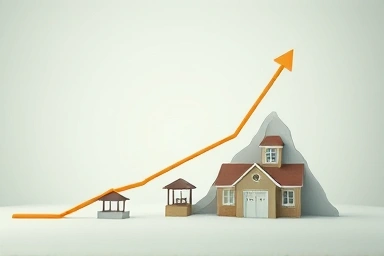 Real estate market bottom turning point, symbolic financial growth.