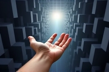 Hand reaching through maze towards light, symbolizing finding real estate opportunity.