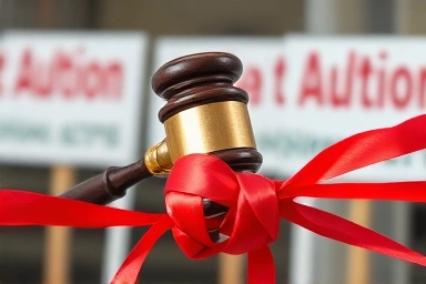 Gavel breaking legal knot, real estate auction resolution