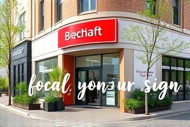 Modern storefront with a prominent, legally compliant commercial sign.