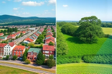 Balanced landscape of development and nature in green zones