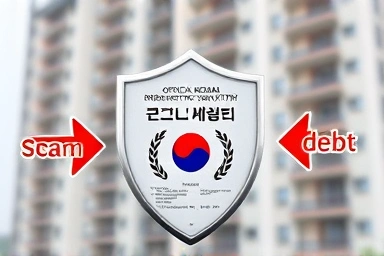 Shield made of property registry documents protecting from scams