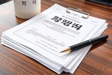 Korean real estate documents and legal papers on a desk.