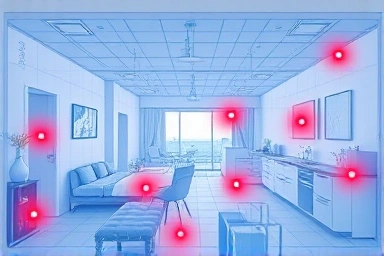 Blueprint highlighting hidden flaws in a new apartment's construction.