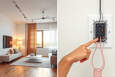 Renovated apartment living room and hidden infrastructure.