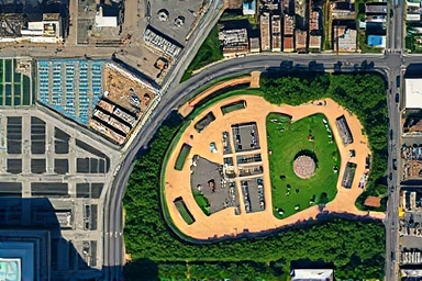 Developing urban land with distinct zones, symbolizing investment potential.