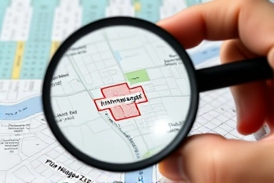 Close-up of land parcel analysis, highlighting investment opportunities.