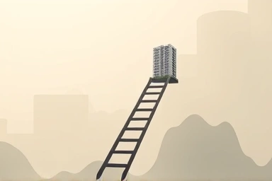 Symbolic ascent to premium real estate during market downturn