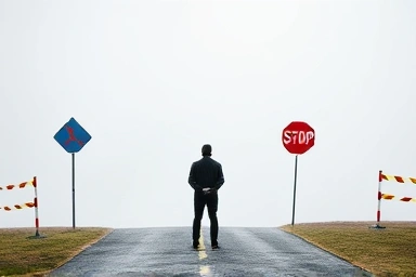 Person at a crossroads, one path dangerous, the other uncertain.