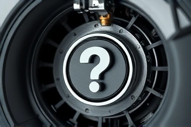 Close-up of boiler components with a question mark.