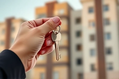 Key to new apartment symbolizing homeownership