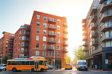 Modern solo apartment building in a prime urban location.