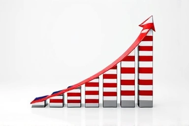 Symbolic financial growth and stability with American flag.