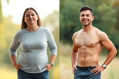 Before and after 10kg weight loss transformation