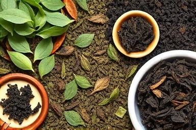 Assortment of dried tea leaves for health benefits