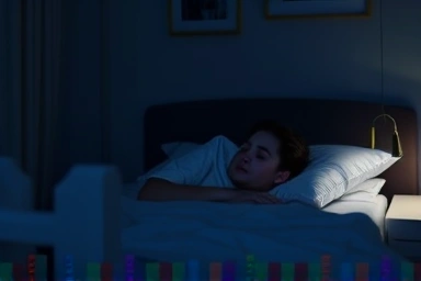 Peaceful sleep in a comfortable bedroom environment.