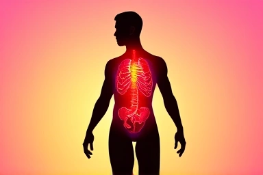 Human body silhouette with glowing energy pathways, symbolizing high metabolism and health.