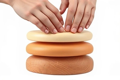 Deep muscle stimulation metaphor, layered structure, soothing tones