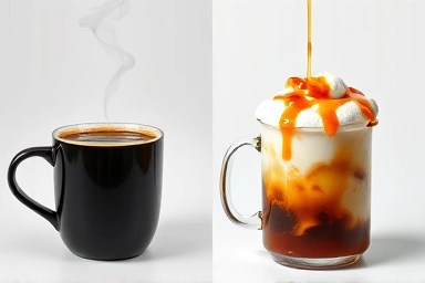 Black coffee vs. sugary coffee for diet contrast