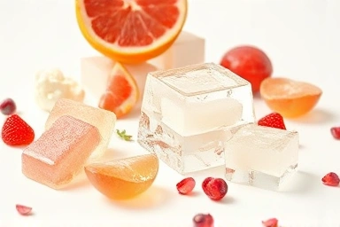 Collagen jelly assortment with fruit hints, healthy and refreshing.